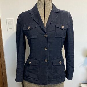 Theory Dark Blue Women's Linen/Cotton Jacket